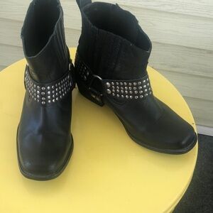 Ecote black studded moto low boots